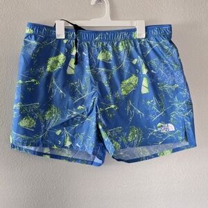 North Face Shorts Mens XL Limitless Run Wander Blue Supersonic Valley Print $45